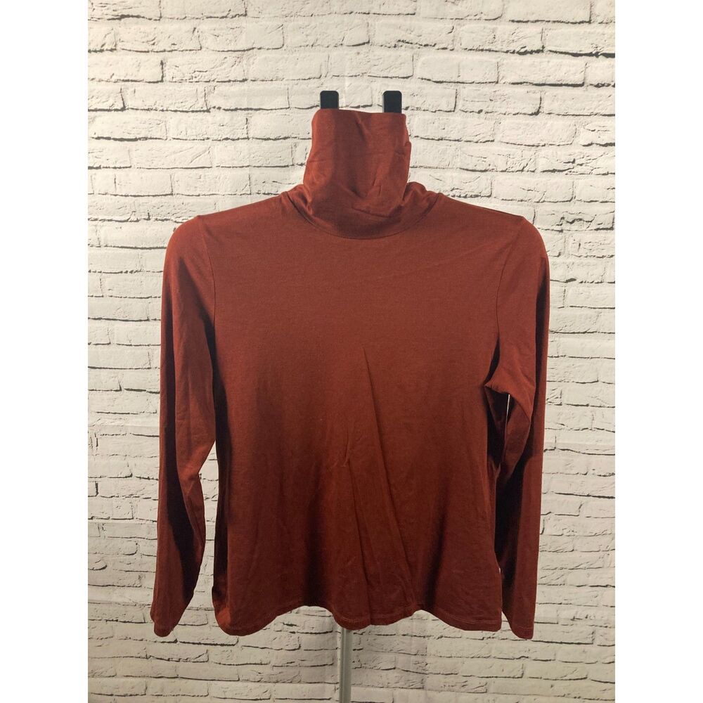 Lands’ End Maroon Long‑Sleeve Top Size MP Lightweight Turtleneck